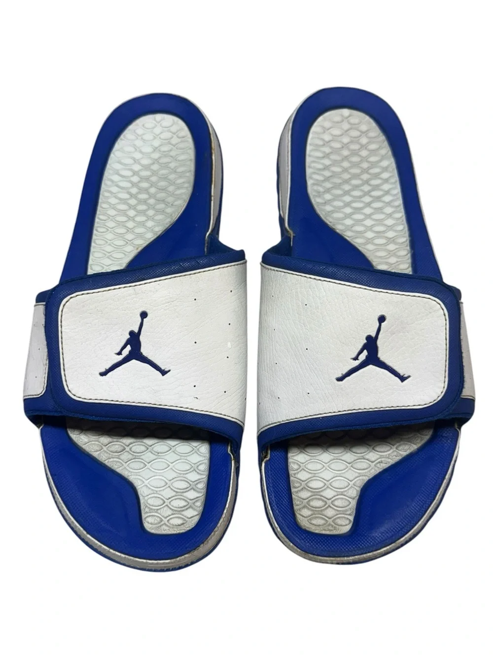Jordan Retro 10 Hydro Slides White Blue Mens Size 13 Nike Basketball Slippers